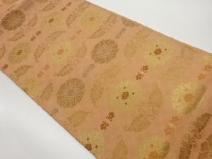 花に葉模様織出し袋帯